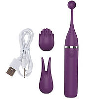 Вібратор G Spot для пар USB, 3 насадки, 10 режимів, Purple
