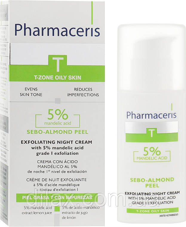 Нічний крем-пілінг з 5% мигдалевою кислотою — Pharmaceris T Sebo-Almond-Peel Exfoliting Night Cream (233813-2)