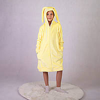 Детский махровый халат для девочки Зайка 38 (135см-142см), Лимонный