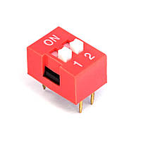 DIP перемикач (dip switch) DS-02 в плату, 4pin, ON-OFF, red
