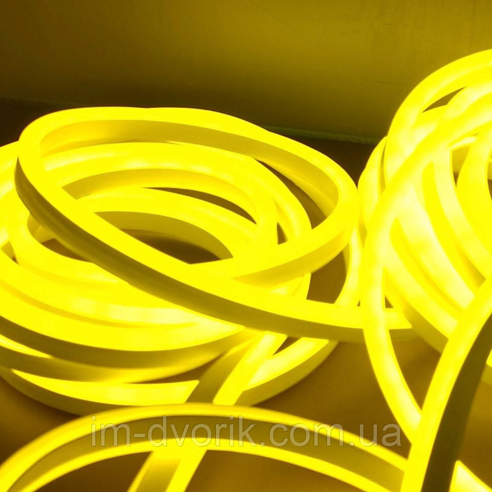 Неон світлодіодний Led 220 V IP65 жовтий (LED Flex Neon) для вуличного освітлення