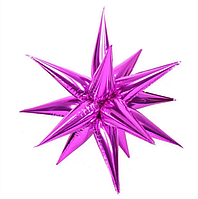 Фольгована куля їжачок (складний) малинова, 12 випромінювань