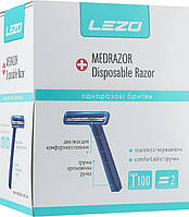 Одноразовый бритвенный станок с двумя лезвиями, 100 шт - Lezo Medrazor Disposable Razor (921240-2)