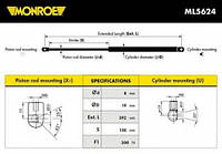 Газовая пружина, капот MONROE ML5624 ,NISSAN MAXIMA QX (A32), NISSAN MAXIMA QX (A32), NISSAN MAXIMA QX (A32),