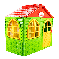 Пластиковый детский игровой домик Doloni с окнами и дверью 130х70х120 см зелёный с красным 02550/13