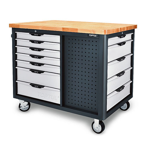 Мобільний верстат-візок на колесах 12 секцій, 3 відкриті полиці TOPTUL TCDB1203, фото 1