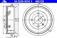 Тормозной барабан ATE 24022000321 ,SEAT AROSA (6H), SEAT AROSA (6H), SEAT AROSA (6H), SEAT AROSA (6H), SEAT