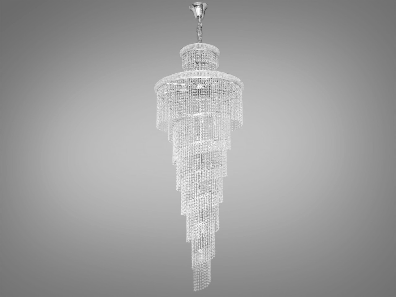 Елегантна каскадна люстра з кришталем для залу, колір хром FH-28908-800X2000HR-LS