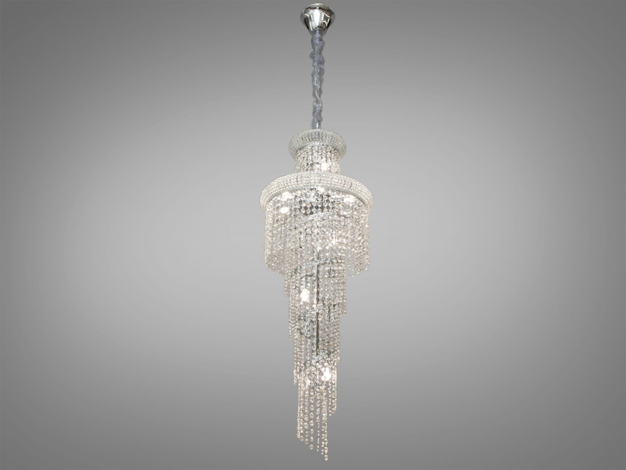 Витончена каскадна кришталева люстра для ресторану, колір хром FH-28908-400x1000HR-LS