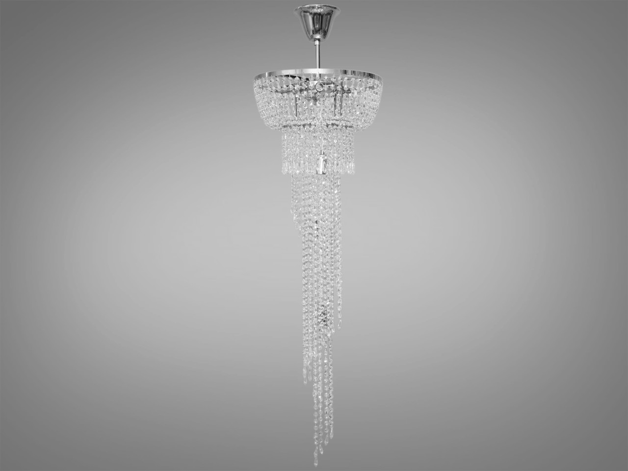 Елітна кришталева люстра для сходової зони на 7 ламп, колір хром FH012-400x1200HR-LS