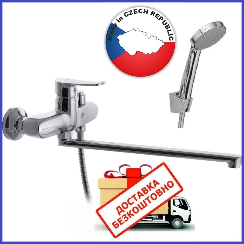 Змішувач для ванни з довгим поворотним виливом 35 см одноважільний ZERIX JXF6-A445 (ZX3261) Зерикс - фото 1 - id-p1725057313