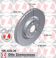 Гальмiвнi диски ZIMMERMANN 100333220 ,AUDI A4 (8K2, B8), AUDI A4 (8K2, B8), AUDI A4 (8K2, B8), AUDI A4 (8K2,