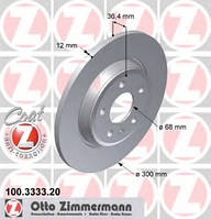 Гальмiвнi диски ZIMMERMANN 100333320 ,AUDI A4 (8K2, B8), AUDI A4 (8K2, B8), AUDI A4 (8K2, B8), AUDI A4 (8K2,
