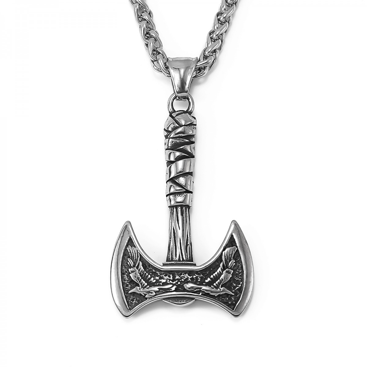 Підвіска "Подвійна сокира вікінга" Type Z3 з ланцюжком 60 см. срібляста, фото 1