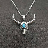Підвіска "Бик" Type B2 з ланцюжком 60 см. срібляста, фото 2