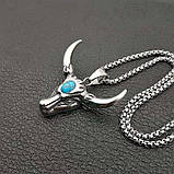 Підвіска "Бик" Type B2 з ланцюжком 60 см. срібляста, фото 3