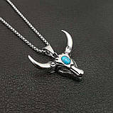 Підвіска "Бик" Type B2 з ланцюжком 60 см. срібляста, фото 4