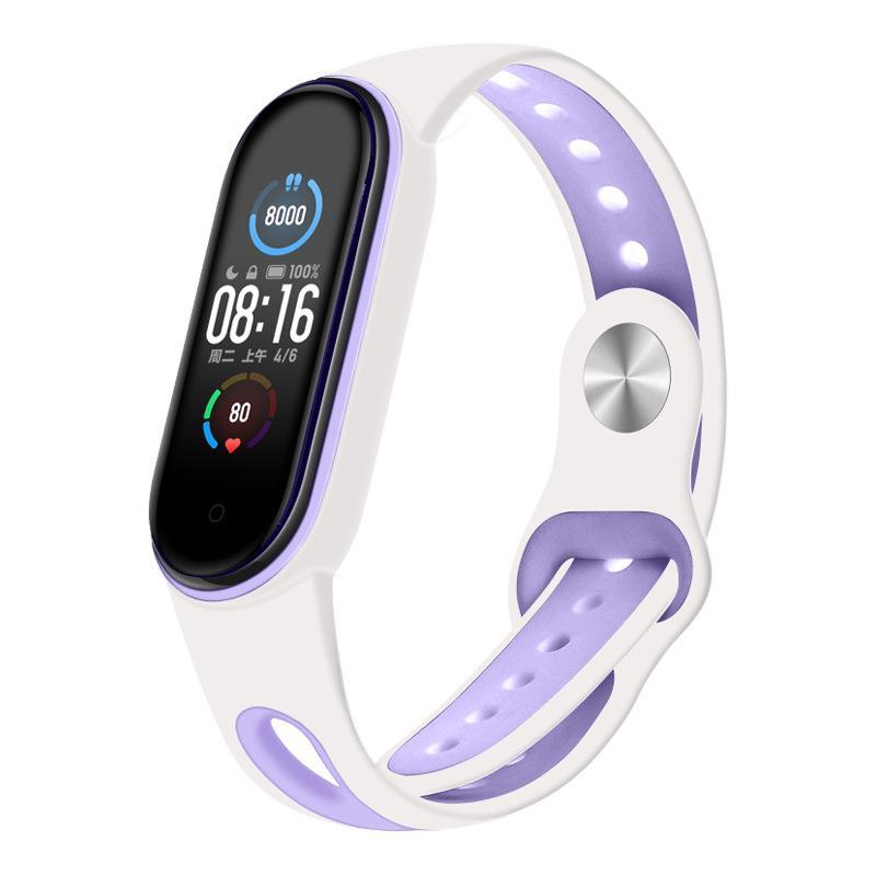 Ремінець TPU BeCover Sport Style для Xiaomi Mi Band 7 6 5 White/Purple (705175)