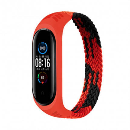 Ремешок Nylon BeCover Elastic Style для Xiaomi Mi Band 5 6 Size L Black Red (706157), фото 2