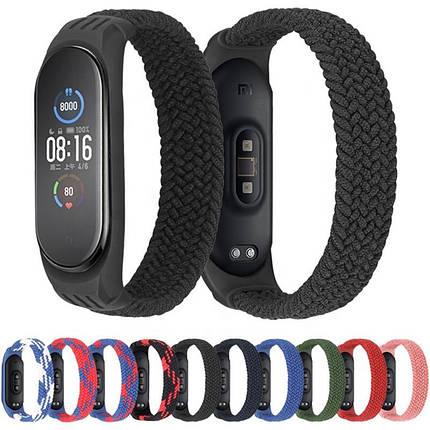 Ремешок Nylon BeCover Elastic Style для Xiaomi Mi Band 5 6 Size L Black Red (706157), фото 2