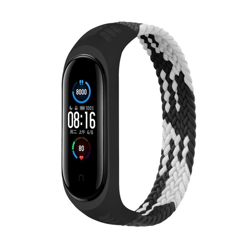 Ремешок Nylon BeCover Elastic Style для Xiaomi Mi Band 5 6 Size L Black White (706158)