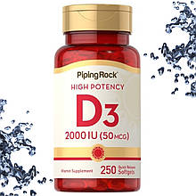 Вітамін Д3 Piping Rock Vitamin D3 50 мкг (2,000 IU) 250 гелевих капсул