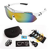 Захисні тактичні сонцезахисні окуляри з поляризацією Oakley білі 5 лінз One siz+.solve, фото 3