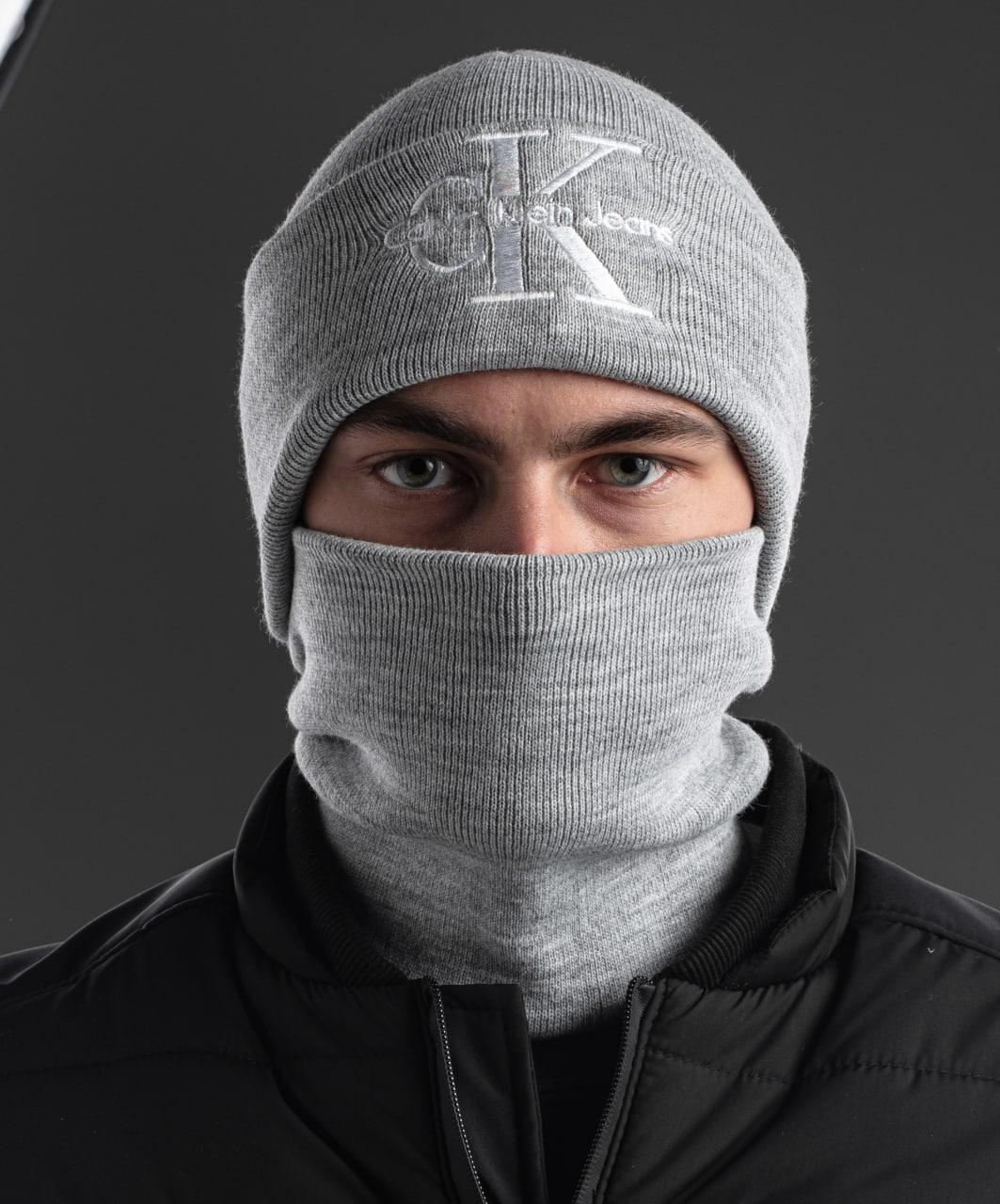Сірі чоловічі шапки Calvin Klein. Сірий капелюх хлопець на осінь Кельвін Кляйн. Чоловічий головний одяг CK Grey