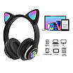 Бездротові навушники з котячими вушками та RGB підсвічуванням Cat VZV 23M. Колір: чорний, фото 6
