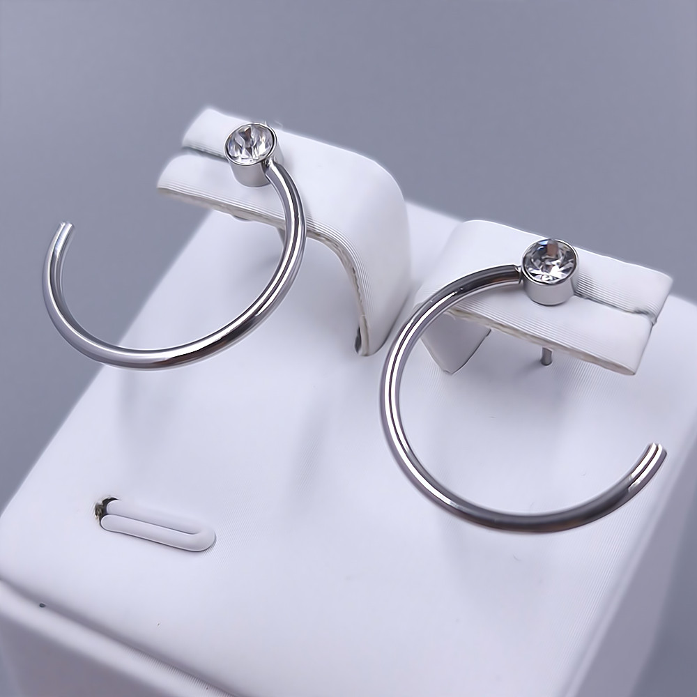 Сережки-гвоздики Stainless Steel. Сталь. Родій. Діаметр: 20 мм