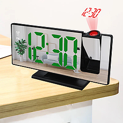 Дзеркальний годинник з проектором часу, DS-3618LP, Чорний / Настільний електронний годинник з будильником і календарем