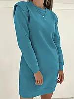 Жіноча сукня з кишенями на флісі блакитного кольору