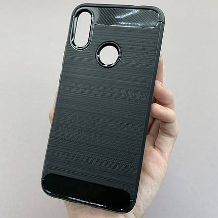 Чохол для Xiaomi Redmi Note 7 щільний карбоновий чохол на телефон сяомі редмі нот 7 чорний pls, фото 2