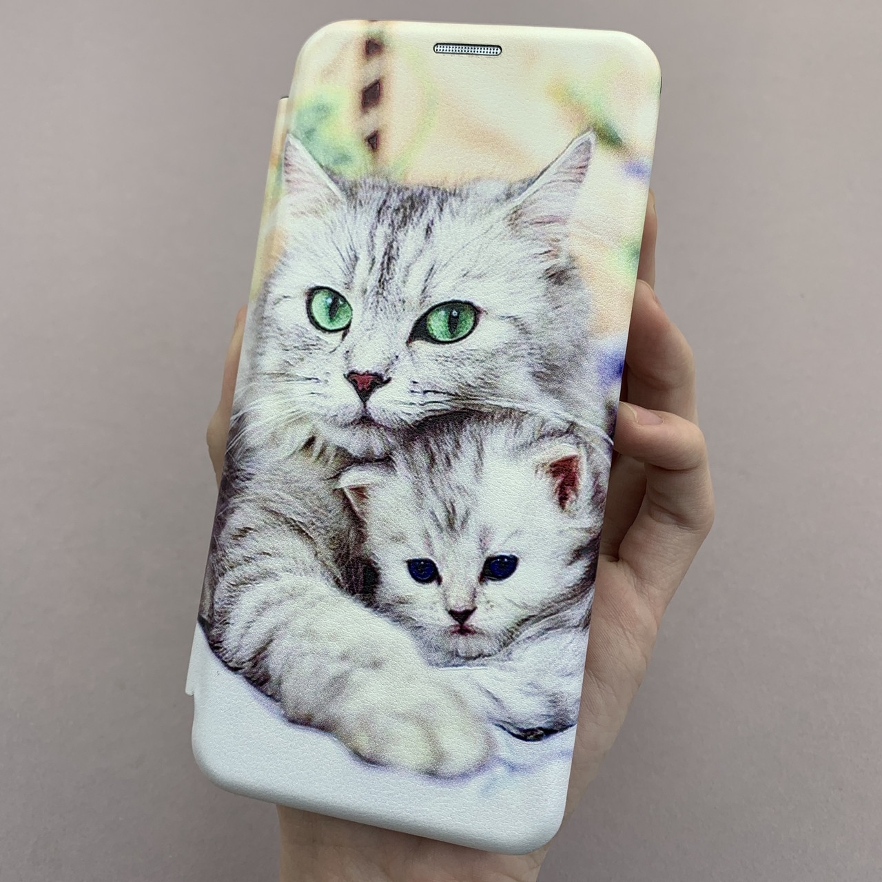 Чохол-книга для Samsung Galaxy A51 книжка з малюнком з котиками на телефон самсунг а51 біла r7p