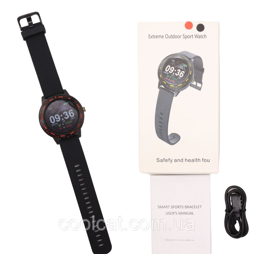 Розумний Bluetooth годинник Smart S18, Червоний / Водонепроникний годинник для фітнесу / Наручний смарт годинник