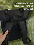 Чоловічий/жіночий рюкзак роллтоп з двома лямками-фіксаторами для ноутбука до 16 дюймів м'яка спинка та лямки, фото 5