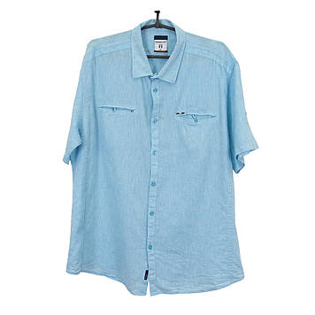 Сорочка чоловіча, приталена (Slim Fit) з коротким рукавом, Bagarda BG7301-BTL TURQUOISE 80% льон 20% бавовна