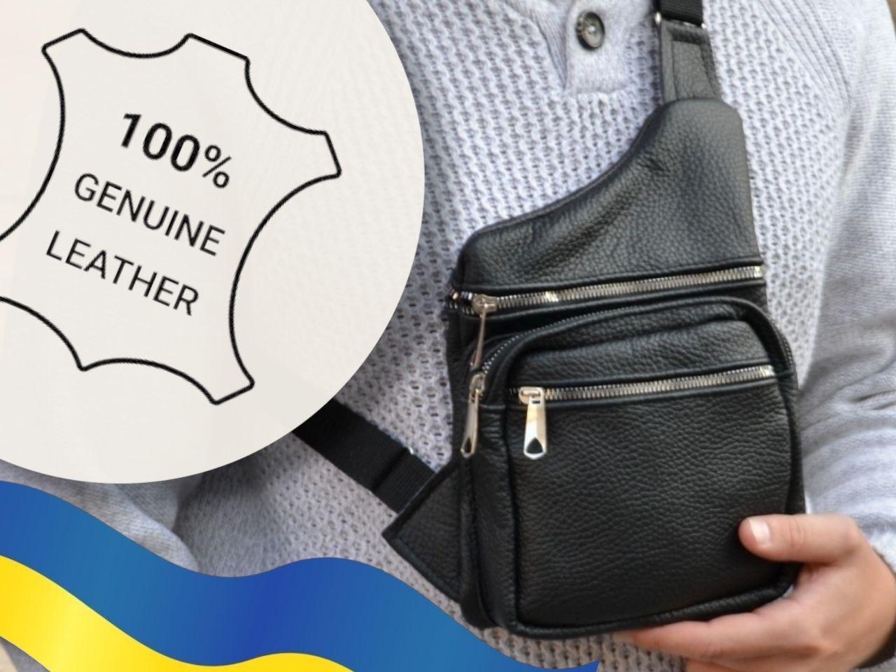 Шкіряна НАТУРАЛЬНА ШКІРА чоловіча сумка барсетка слінг кросбоді месенджер плечева сумочка через плече