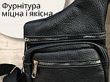 Шкіряна НАТУРАЛЬНА ШКІРА чоловіча сумка барсетка слінг кросбоді месенджер плечева сумочка через плече, фото 3