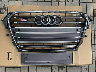 Решітка радіатора Audi A4 B8 (11-15) рестайл стиль S4 (срібло)