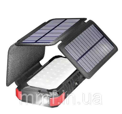 Портативний зарядний пристрій Solar power bank with 32pcs camping LED PN-W12Pro / black