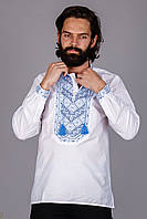 Вишита чоловіча сорочка Микола з синьо-блакитним візерунком