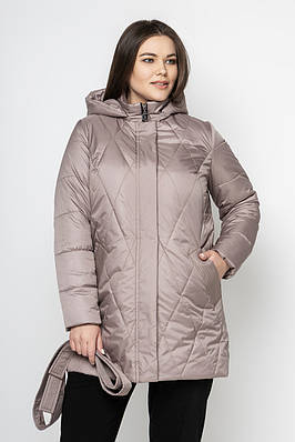 Жіноча довга куртка демісезонна великих розмірів 46-58 бежевий