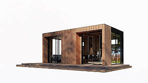 Сучасна альтанка 6,0х3,5м з панорамним розсувним склінням Modern Gazebo 21 Thermowood Production