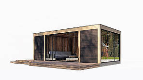 Сучасна альтанка 8,5х3,5м Modern Gazebo 23 із системою розсувного панорамного скління Thermowood