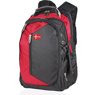 Місткий рюкзак з USB AUX чорний з червоним 559387R