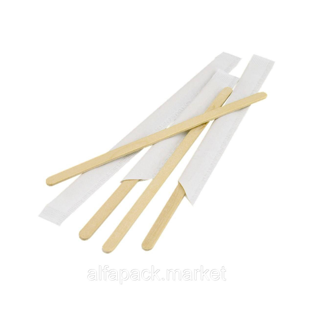 Мішалка дерев'яна 14 см в індивідуальній упаковці (500шт/пак) 060721017