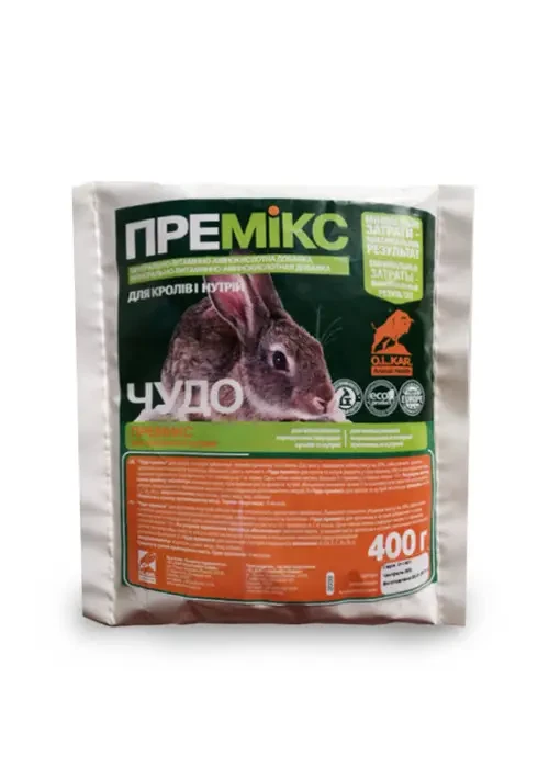 Премікс Чудо 1% для кролів та нутрій, 400 г, O.L.KAR., фото 1
