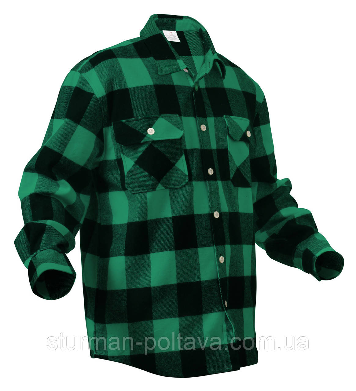 Чоловіча сорочка фланелева Буффало Heavyweight Buffalo Plaid Flannel Shirt колір зелена Rotcho USA