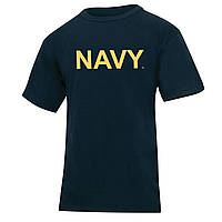 Футболка армейская с логтипом морских сил NAVY T-Shirt - Navy Blue офицальная синяя Rotcho США размер L